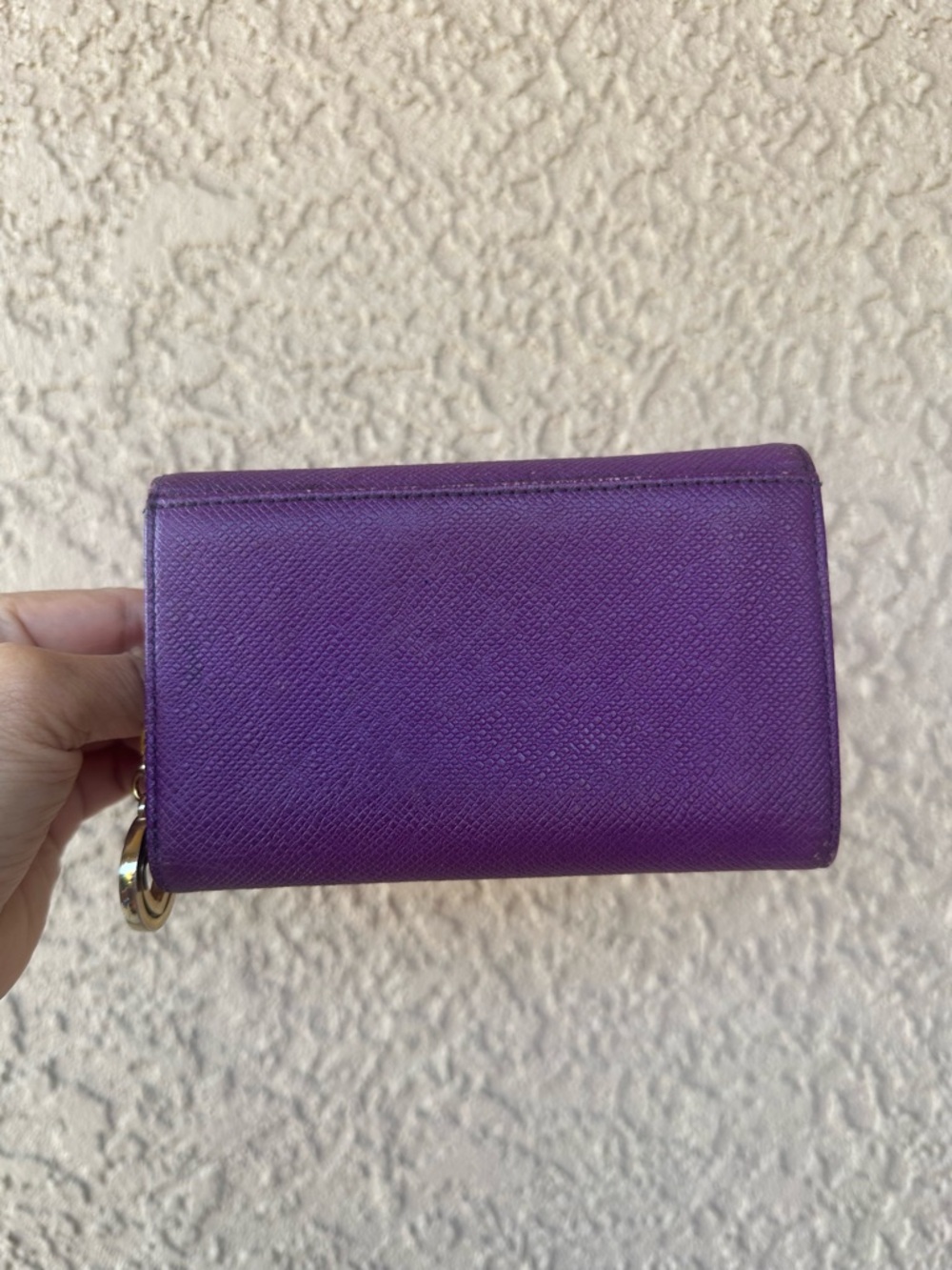 MCM Purple Saffiano Leather Logo Plaque Wallet with Gold Studs - Picture 3 of 12